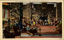 A portion of the lobby, Grove park in Asheville, NC Postcard Postcard