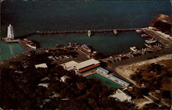 Aerial view of Davis Marathon Motel and Docks Florida Postcard Postcard