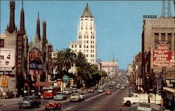 Hollywood Boulevard, Looking East from Hollywood Roosevelt Hotel Postcard