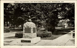 World War Memorial and White Morial Library Postcard