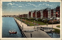 Beacon Street Esplanade from Harvard Bridge Boston, MA Postcard Postcard