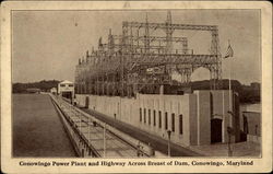 Conowingo Power Plant and highway across breast of dam Maryland Postcard Postcard