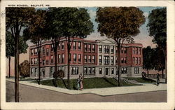 High School, Belfast, ME Postcard