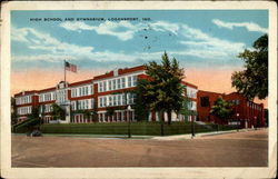 High School and Gymnasium, Loganport, Ind Postcard