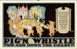 Pig'n Whistle "Up and Down the Coast" Postcard