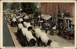 Tobacco Wagons, Trade Street, Winston-Salem, N.C. During A Large Leaf Tobacco Sale Postcard