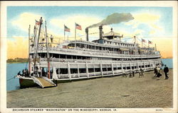 Excursion Steamer-"Washington" on the Mississippi, Keokok, IA Postcard