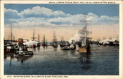 Shipping Scene, Willamette River Postcard