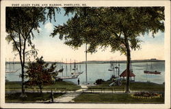 Fort Allen Park and Harbor Postcard