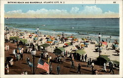 Bathing Beach and Boardwalk Postcard