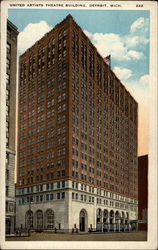 United Artists Theatre Building Detroit, MI Postcard Postcard