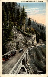 Columbia River Highway, Oregon, winding around the west end of Shepperd's Dell Postcard Postcard