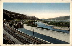 Upper section of the Dalles-Celilo Locks, Oregon Postcard