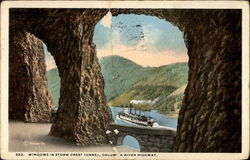 Windows in Storm Crest Tunnel, Columbia River Highway Postcard