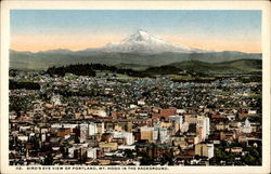 Bird's Eye View of Portland, Mt. Hood in the Background Postcard