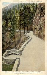 Columbia River Highway, Oregon. Eagle's Nest Observatory rest near Eagle Creek, Rounding Tooth Mt Postcard