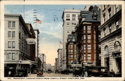 Broadway, Looking north from Yamhill Street Portland, OR Postcard Postcard