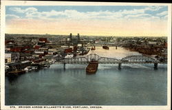 Bridges Across Willamette River Postcard