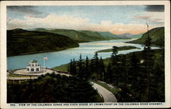 View of the Columbia Gorge and Vista House at Crown Point on the Columbia River Highway Oregon Postcard Postcard