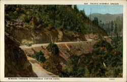 Pacific Highway, Oregon, winding through picturesque Canyon Creek Postcard