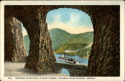 Windows in Mitchell's Point Tunnel Columbia River Highway, OR Postcard Postcard