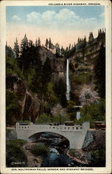 Columbia River Highway, Multnomal Falls, Benson and Highway Bridges Postcard