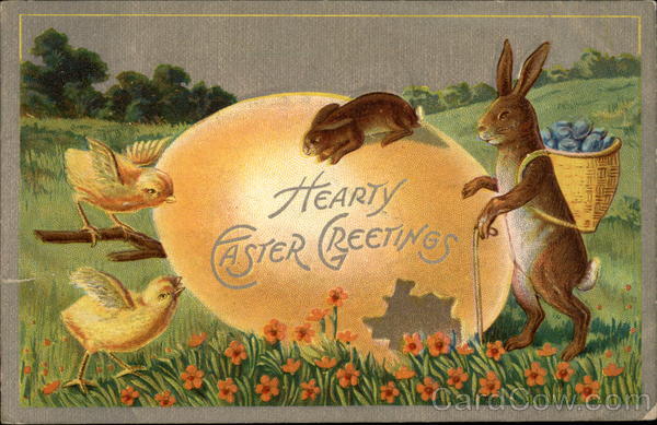 Hearty Easter Greetings With Bunnies