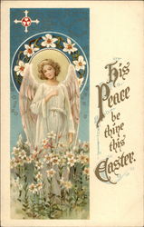 Angel With a Halo on a Field of Flowers With Angels Postcard Postcard