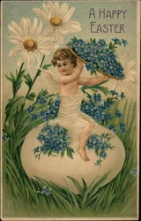 A Wee Cherub on an Egg Postcard