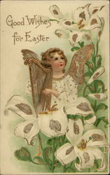 An Angel With A Harp With Angels Postcard Postcard