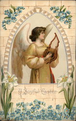 An Angel With A Harp With Angels Postcard Postcard