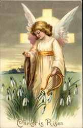 An Cherub Angel In A Bed Of Flowers With Angels Postcard Postcard