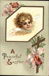 Easter angel child and cross Postcard