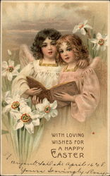 Two Angel Children Singing a Hymn With Angels Postcard Postcard