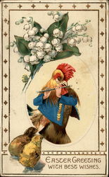 Rooster playing the Flute Postcard