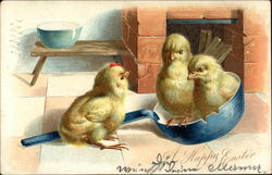 Three Chicks and a Pan Postcard