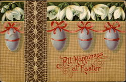 Garland of four eggs with lillies and lace ribbon Postcard Postcard