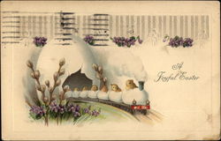 Easter Egg Train With Chicks Postcard Postcard