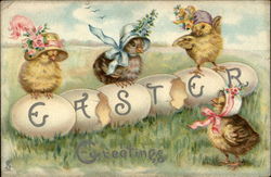 4 Little Chicks All Dressed Up For Easter With Chicks Postcard Postcard