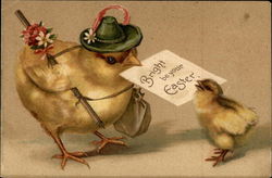 Chicken Holding Easter Card in it's Beak Postcard