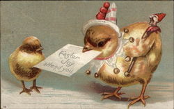 A Dressed-Up Chick Delivering Easter Greetings Postcard