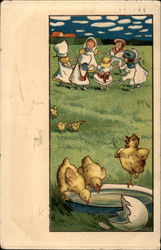 Ring- Around-The Rosie Easter Fun With Children Postcard Postcard