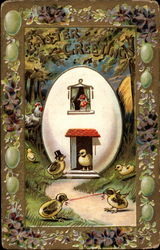 Chicks in an egg house With Chicks Postcard Postcard