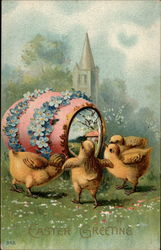 Four Chicks Gathered Around an Easter Egg Postcard