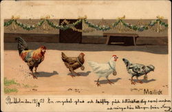 Easter chickens and roosters With Chicks Postcard Postcard