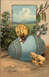 Two Chicks And A Blue Egg Postcard