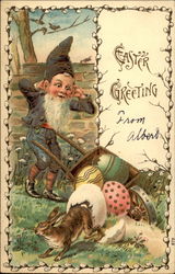 Gnome Spills His Cart of Easter Eggs Postcard Postcard