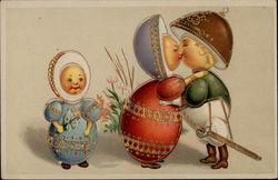 A Sweet Easter Kiss - Easter Egg Family Eggs Postcard Postcard