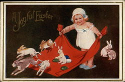 Child's Easter Bunny Delight With Children Postcard Postcard