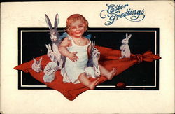 Child with bunnies Postcard